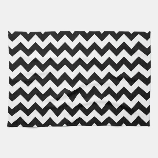 Zwart-wit zigzag patroon, Chevron Pattern Theedoek (Horizontaal)