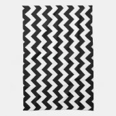Zwart-wit zigzag patroon, Chevron Pattern Theedoek (Verticaal)