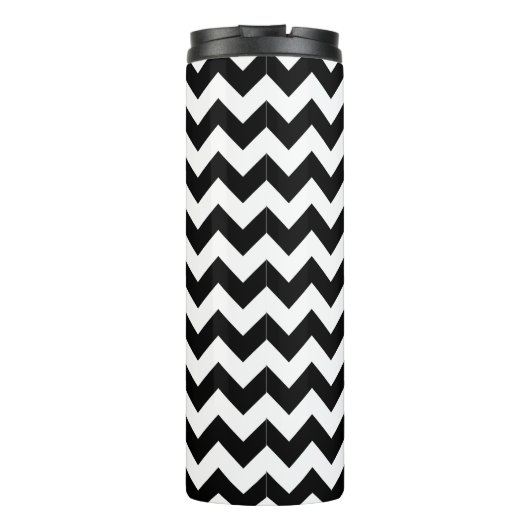 Zwart-wit zigzag patroon, Chevron Pattern Thermosbeker (Achterkant)