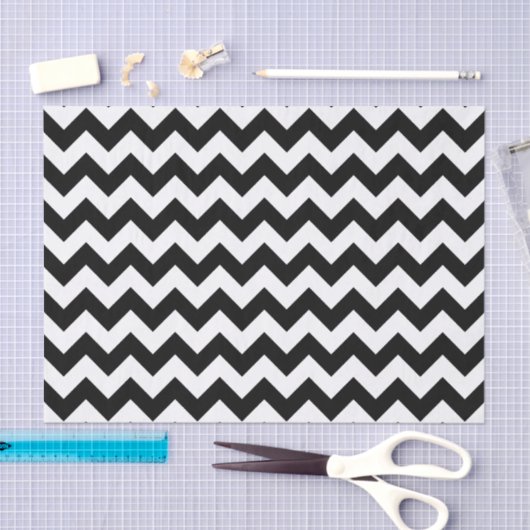 Zwart-wit zigzag patroon, Chevron Pattern Tissuepapier (Craft)