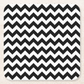 Zwart-wit zigzag patroon, Chevron Pattern Vierkante Kartonnen Onderzetter (Voorkant)