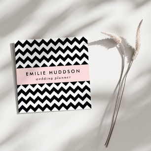 Zwart-wit zigzag patroon, Chevron Pattern Vierkante Visitekaartje
