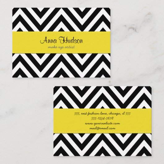 Zwart-wit zigzag patroon, Chevron Pattern Visitekaartje (Voorkant / Achterkant)