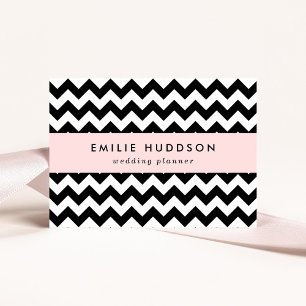 Zwart-wit zigzag patroon, Chevron Pattern Visitekaartje