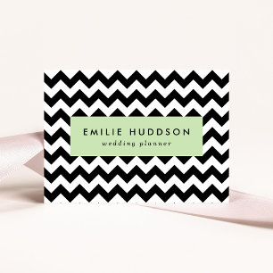 Zwart-wit zigzag patroon, Chevron Pattern Visitekaartje