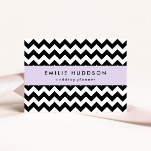 Zwart-wit zigzag patroon, Chevron Pattern Visitekaartje