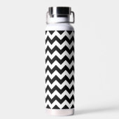 Zwart-wit zigzag patroon, Chevron Pattern Waterfles (Achterkant)