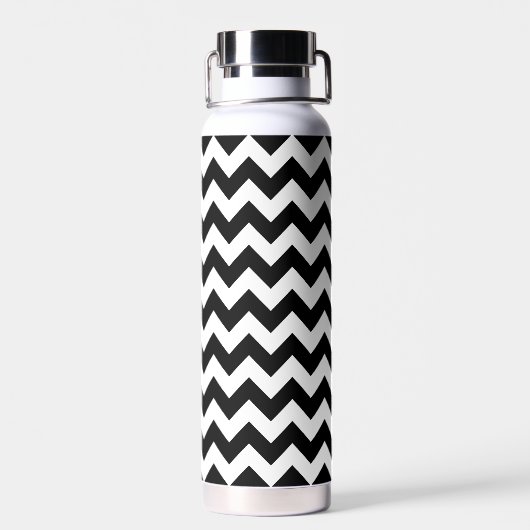 Zwart-wit zigzag patroon, Chevron Pattern Waterfles (Achterkant)