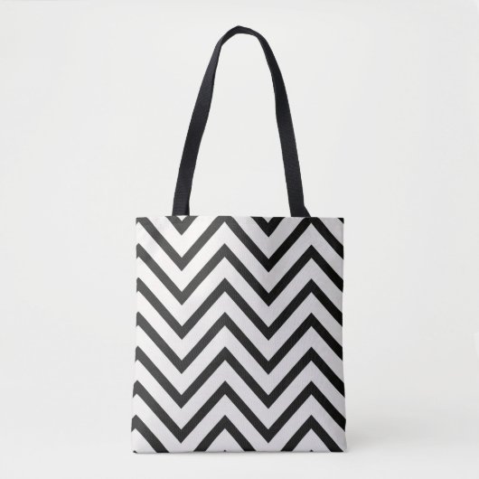 Zwart-wit Zigzag Pattern Bag Draagtas (Voorkant)