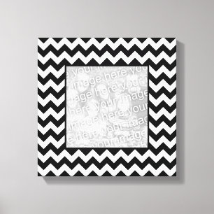 Zwart-wit Zigzag Square Border Foto Canvas Afdruk