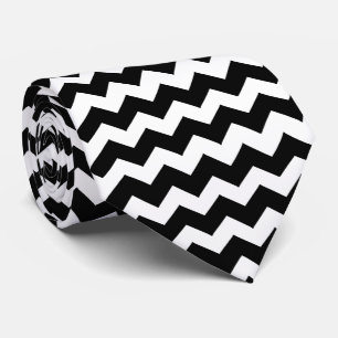Zwart-wit zigzag streep stropdas