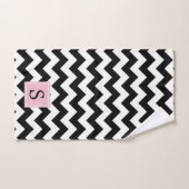 Zwart-wit zigzagpatroon, monogram bad handdoek (Handdoek)