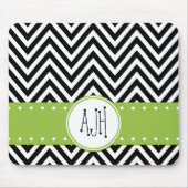 Zwart-wit zigzagpatroon, monogram muismat (Voorkant)