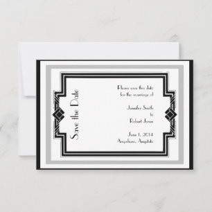 Zwart Wit Zilver Art Deco Lijst Save the Date