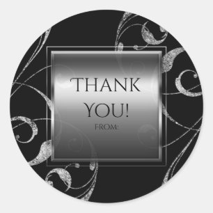 Zwart-wit zilver glas zilvervormer ronde sticker