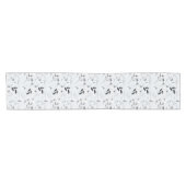 Zwart Wit Zilver Grijs Bloem Bladeren  Korte Tafelloper (Horizontaal)