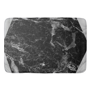 Zwart Wit & Zilver Marmer Modern Glam Trendy Badmat