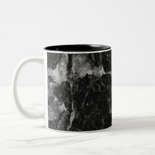 Zwart Wit & Zilver Marmer Moderne Glam Tweekleurige Koffiemok