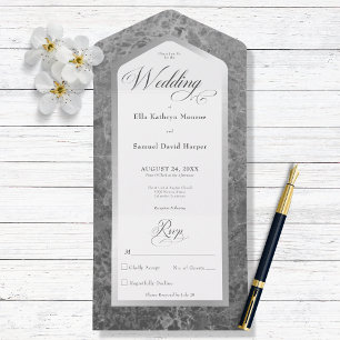 Zwart-wit, zilver, modern, geen diner all in one uitnodiging