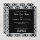 Zwart Wit Zilveren Lace Wedding Kaart (Voorkant / Achterkant)