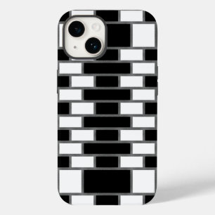 Zwart-wit zilverkleurig Tartan Gecontroleerd patro Case-Mate iPhone 14 Hoesje