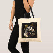 Zwart-wit zingende geiten inkt illustratie tote bag (Voorkant (product))