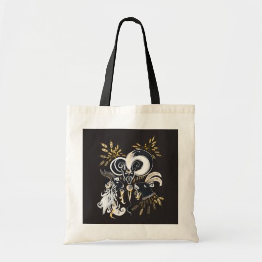 Zwart-wit zingende geiten inkt illustratie tote bag (Voorkant)