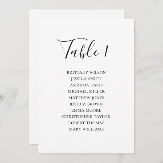 Zwart-wit zitplaatskaart. Moderne bruiloft Kaart (Voorkant / Achterkant)