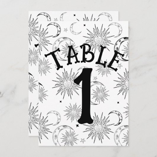 Zwart & Wit Zon Maan Sterren Tafelnummer (Voorkant / Achterkant)