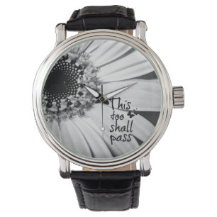 Zwart-wit Zonnebloem met Quote Horloge