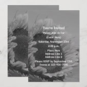 Zwart-wit zonnebloem partij kaart (Voorkant / Achterkant)