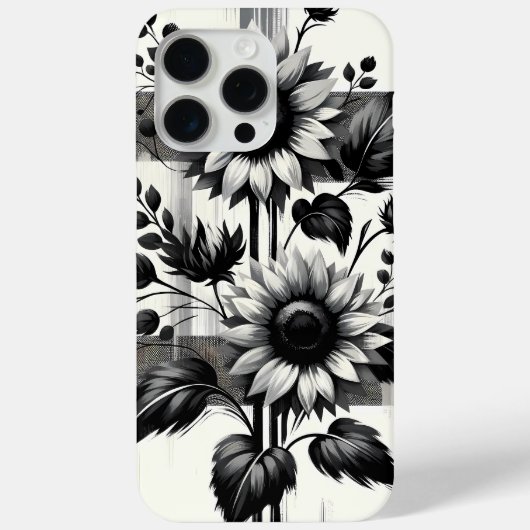 Zwart & Wit Zonnebloem Plaid iPhone & iPad Case (Achterkant)