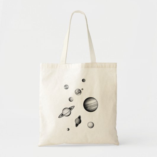 Zwart-wit zonnestelsel in de ruimte tote bag (Voorkant)