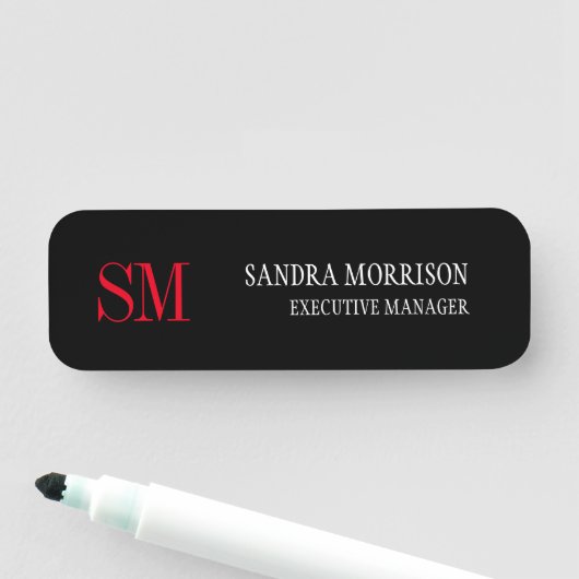 Zwart-wit zwart handschrift minimalistisch monogra naamplaatje (In situ)