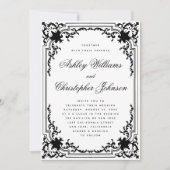  zwart-wit zwart-wit elegante bruiloft kaart (Voorkant)