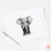 Zwart-witachtig olifant ovale sticker (Envelop)