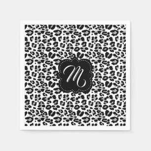 Zwart-witafdrukken met aangepast monogram servetten