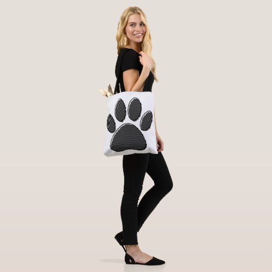 Zwart-witafdrukken met puppy Paw in striped vorm Draagtas (Op model)
