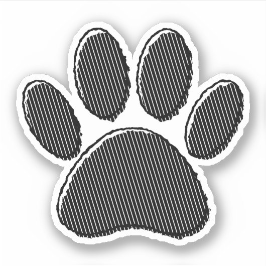 Zwart-witafdrukken met puppy Paw in striped vorm Sticker (Voorkant)