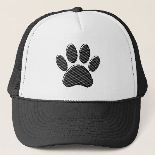 Zwart-witafdrukken met puppy Paw in striped vorm Trucker Pet (Voorkant)