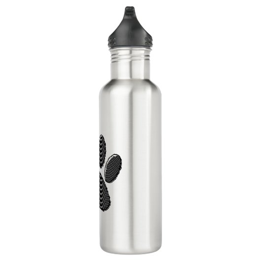 Zwart-witafdrukken met puppy Paw in striped vorm Waterfles (Rechts)