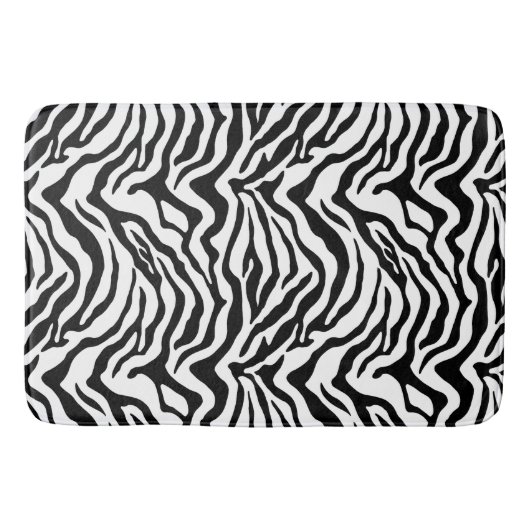 Zwart-witafdrukken met strips op zebra badmat (Voorkant)