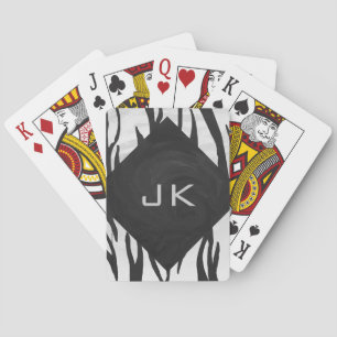 Zwart-witafdrukken van Monogram Tiger Speelkaarten