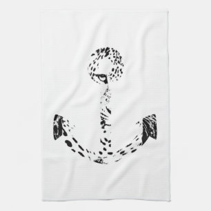 Zwart-witanker leopard-oogbekleding theedoek