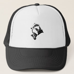 Zwart-witbadger Saxophone Trucker Pet