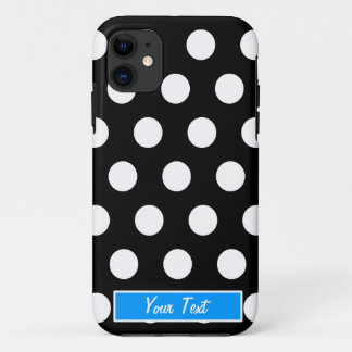 Zwart-witblauwe pooldots - Personaliseren iPhone 11 Hoesje