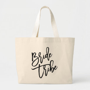 Zwart witboek Bride Tribe Grote Tote Bag