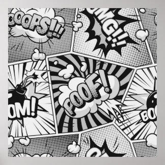 Zwart-witboek Word Art Collage Poster