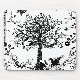 Zwart-witboomvlinder Silhouette Muismat