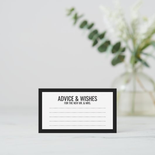 Zwart-witbruidsadvies en -wensen advieskaart (Staand voorkant)